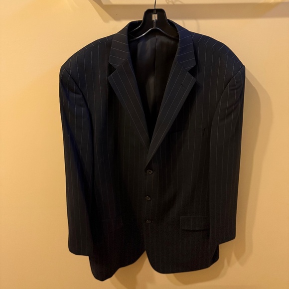 Emmanuel Ungaro 100% Wool Mens Suit Black Pinstripe 46L/38W Business Formal - Picture 2 of 16